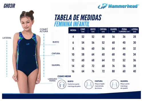 Maiô Infantil de Helanca com Detalhe - GH03JR