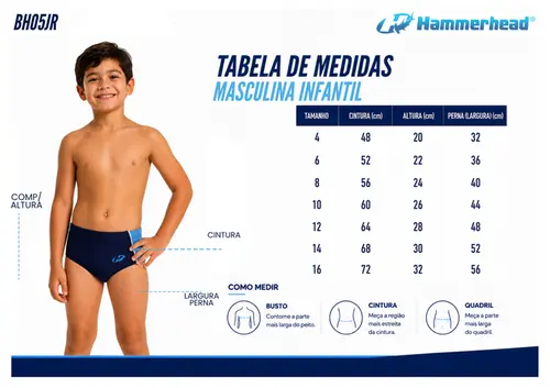 Sunga Infantil Helanca com Detalhe e Viés - BH05JR