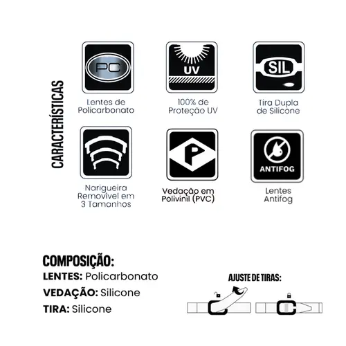 Óculos de Natação Focus Júnior 3.0