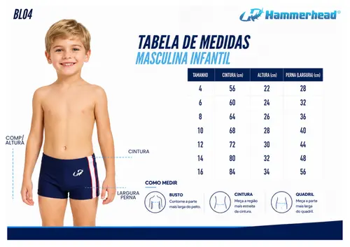 Sunga Boxer Xtra Life Infantil com Detalhe e Viés - BL04